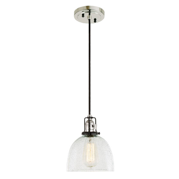 Nob Hill Bailey Polished Nickel and Black One-Light Mini Pendant with Clear Bubble Glass, image 1